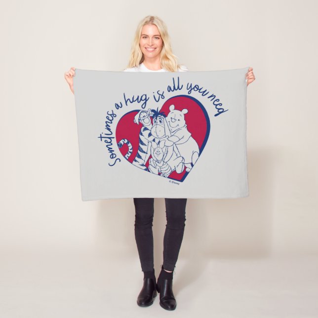 Pooh & Pals | A Hug is all You Need Quote Fleece Blanket (In Situ)