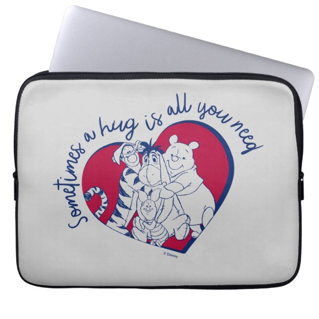 Pooh & Pals | A Hug is all You Need Quote Laptop Sleeve (Front)