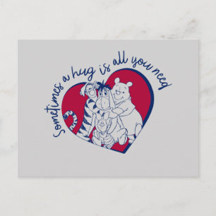 Pooh & Pals A Hug is all You Need Quote Postcard