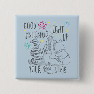 Pooh & Pals   Friends Light Up Your Life 2 Inch Square Button