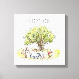 Pooh & Pals Watercolor Personalized Canvas Print