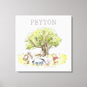 Pooh & Pals Watercolor Personalized Canvas Print