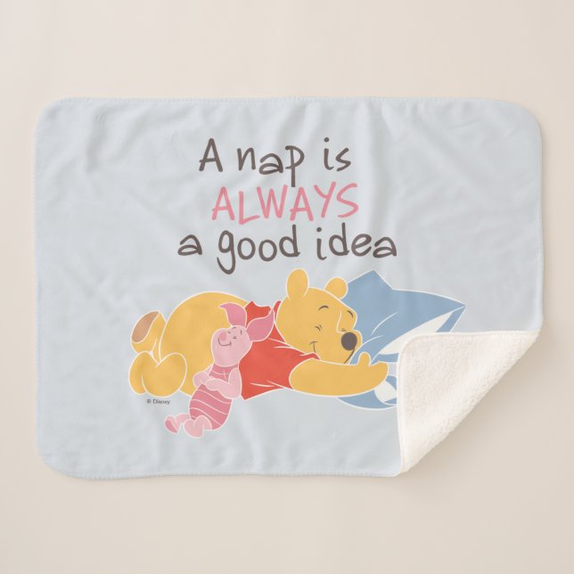 Pooh & Piglet | A Nap is Always a Good Idea Sherpa Blanket (Front (Horizontal))