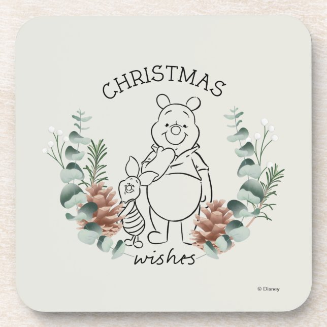 Pooh & Piglet | Christmas Wishes Wreath Coaster (Front)