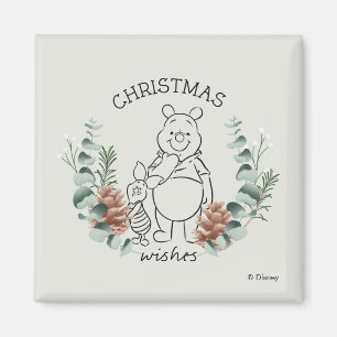 Pooh & Piglet   Christmas Wishes Wreath Magnet