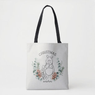 Pooh & Piglet   Christmas Wishes Wreath Tote Bag