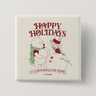 Pooh & Piglet   Happy Holidays 2 Inch Square Button