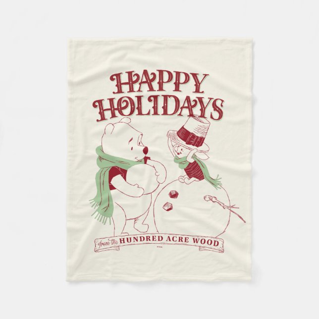 Pooh & Piglet | Happy Holidays Fleece Blanket (Front)
