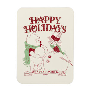 Pooh & Piglet   Happy Holidays Magnet