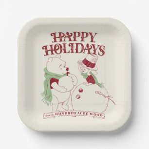 Pooh & Piglet   Happy Holidays Paper Plate