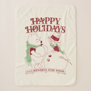 Pooh & Piglet   Happy Holidays Sherpa Blanket