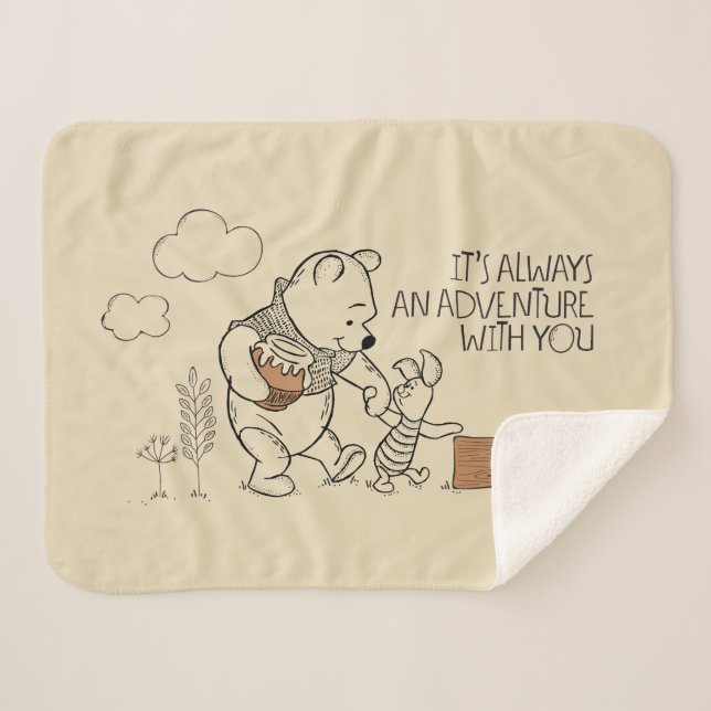 Pooh & Piglet | It's Always an Adventure with You Sherpa Blanket (Front (Horizontal))
