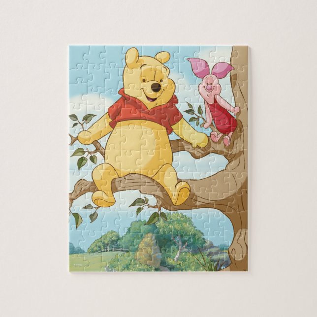 Pooh & Piglet Sitting on a Branch Jigsaw Puzzle (Vertical)
