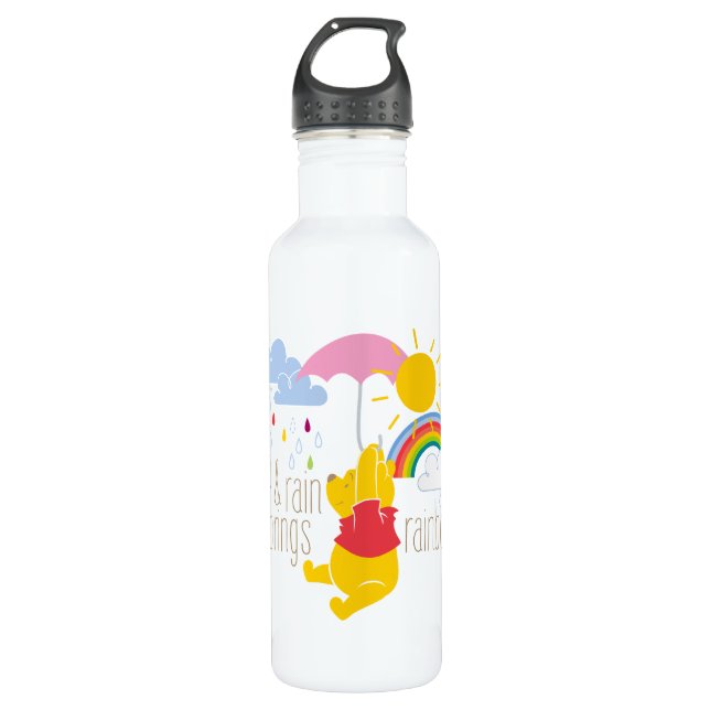 Pooh | Sun & Rain Brings Rainbows Quote 710 Ml Water Bottle (Front)