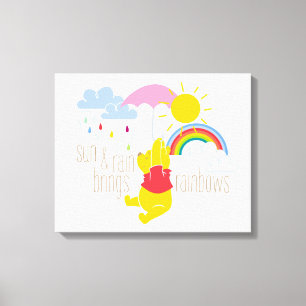 Pooh   Sun & Rain Brings Rainbows Quote Canvas Print
