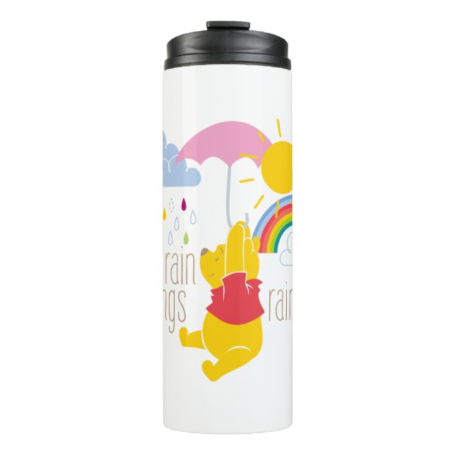 Pooh | Sun & Rain Brings Rainbows Quote Thermal Tumbler (Front)
