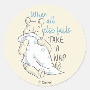 Pooh   Take a Nap Quote Classic Round Sticker