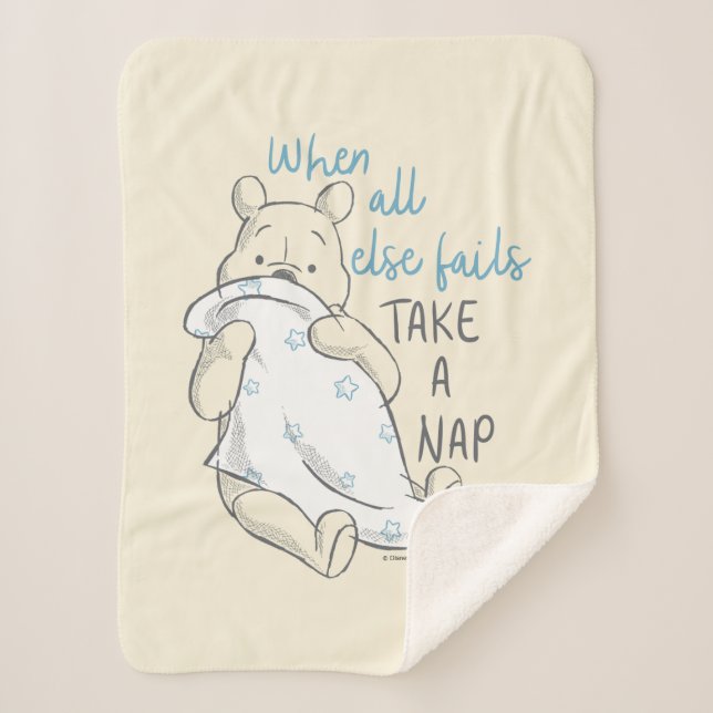 Pooh | Take a Nap Quote Sherpa Blanket (Front)