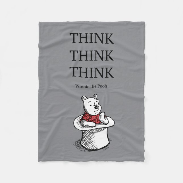Pooh | Think Think Think Quote Fleece Blanket (Front)