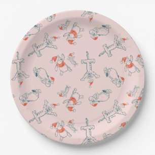 Pooh, Tigger, Eeyore & Piglet Christmas Pattern Paper Plate