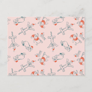 Pooh, Tigger, Eeyore & Piglet Christmas Pattern Postcard