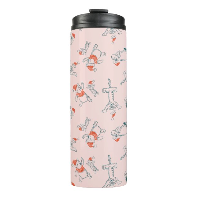 Pooh, Tigger, Eeyore & Piglet Christmas Pattern Thermal Tumbler (Front)