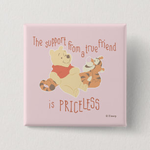 Pooh & Tigger   Support Quote 2 Inch Square Button