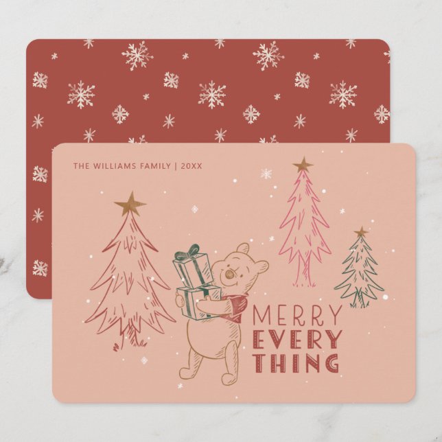 Pooh vintage | Joyeuse carte de Noël (Devant / Derrière)