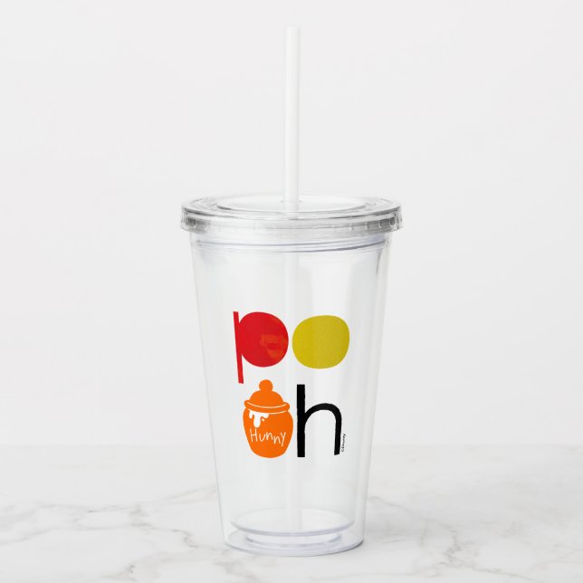 Pooh | Watercolor with Hunny Pot Acrylic Tumbler (Front)