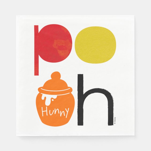 Pooh | Watercolor with Hunny Pot Napkin (Front)