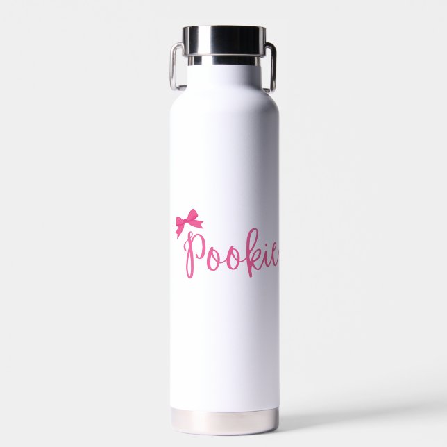 "Pookie" Cute Pink Water Bottle (Front)