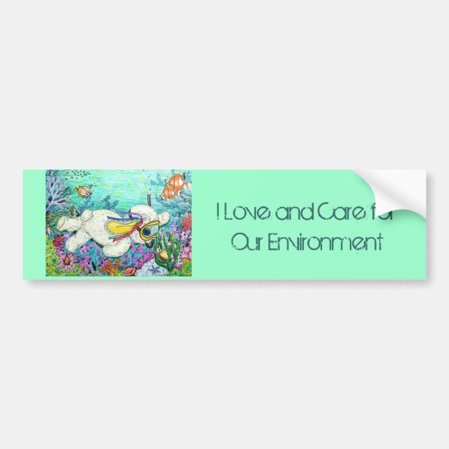 POOKY DIVE, I Love and Care for Our Environment Bumper Sticker (Front)