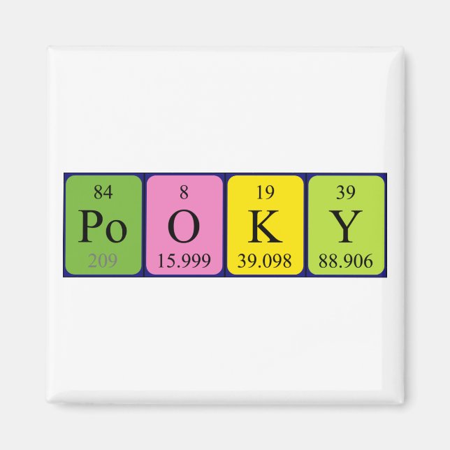 Pooky periodic table name magnet (Front)