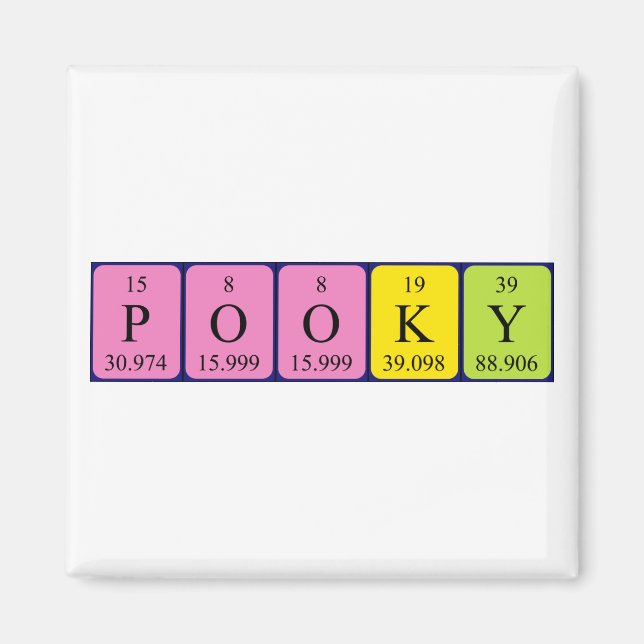 Pooky periodic table name magnet (Front)