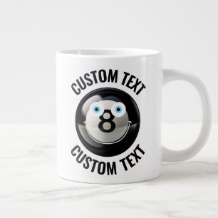 Pool 8 Ball Custom Happy Face & Personalized Text Large Coffee Mug