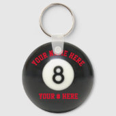 Pool 8 Ball Keychain Personalize YOUR NAME ID Tag (Front)
