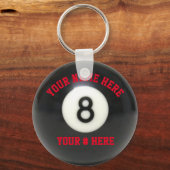Pool 8 Ball Keychain Personalize YOUR NAME ID Tag (Front)