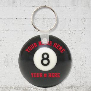 Pool 8 Ball Keychain Personalize YOUR NAME ID Tag