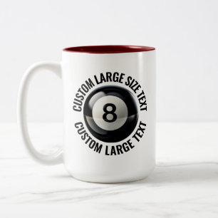 Pool 8 Ball & Large Text MAROON 15oz Custom Two-Tone Coffee Mug