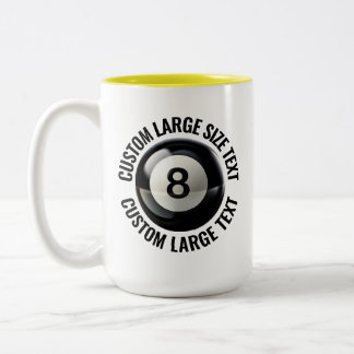 Pool 8 Ball & Large Text YELLOW 15oz Custom Two-Tone Coffee Mug