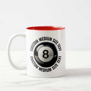 Pool 8 Ball & Medium Text RED 11oz Custom Two-Tone Coffee Mug