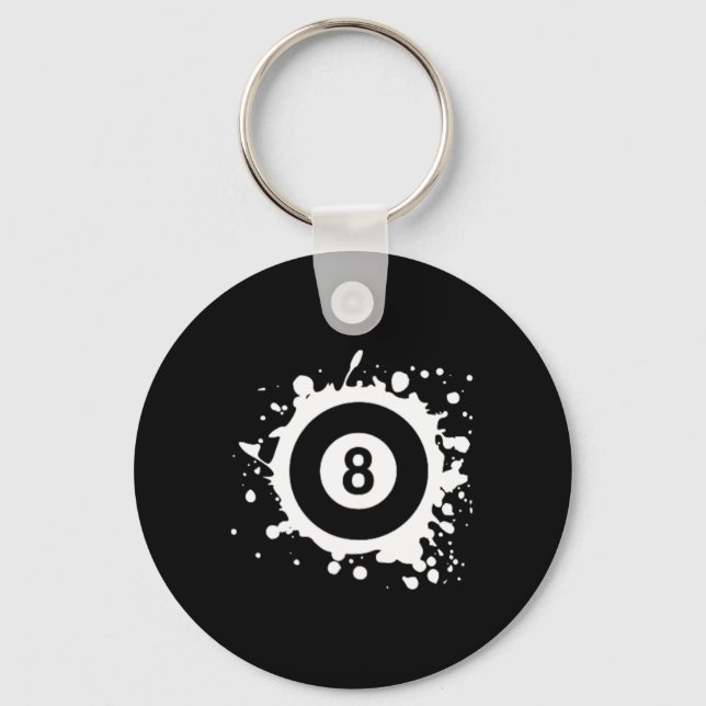 Pool 8 Ll Pool Billiards Logo Simple Pool Billiard Keychain (Front)