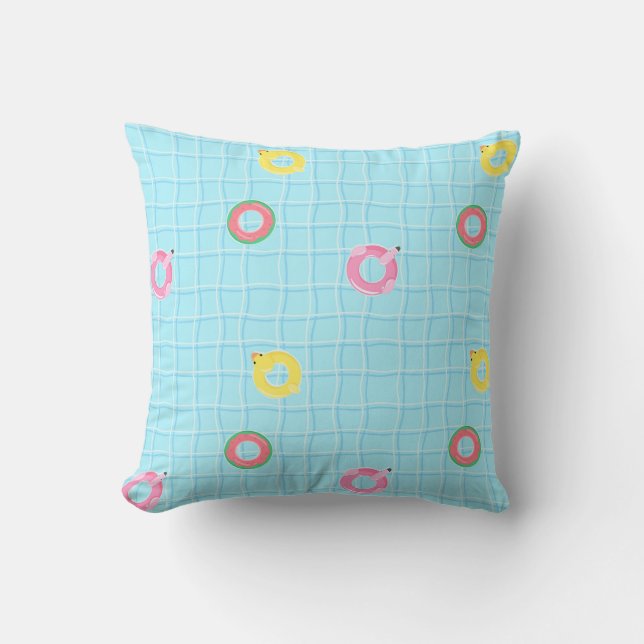 Pool and tubes throw pillow (Front)