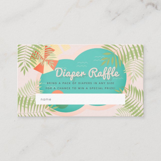 Pool Baby Shower Pink Diaper Raffle Ticket Enclosure Card (Front)