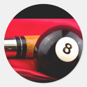 Pool Ball and cue Classic Round Sticker