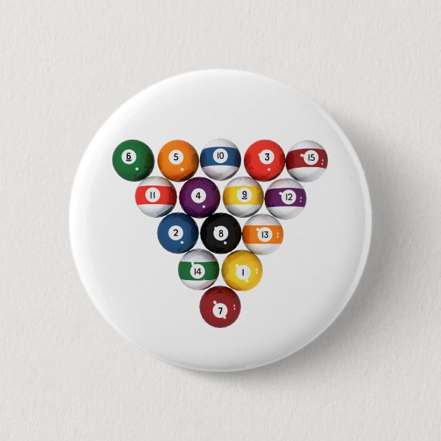 Pool Balls / Billiards: 3D Model: 2 Inch Round Button (Front)