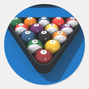 Pool Balls on Blue Felt: Classic Round Sticker