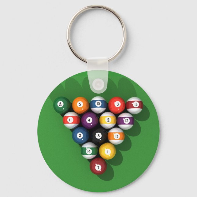 Pool Balls on Green Felt: Keychain (Front)