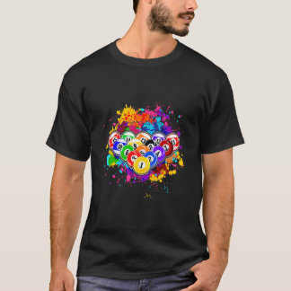 Pool Balls Watercolor Sports Pool Player Eight Bal T-Shirt