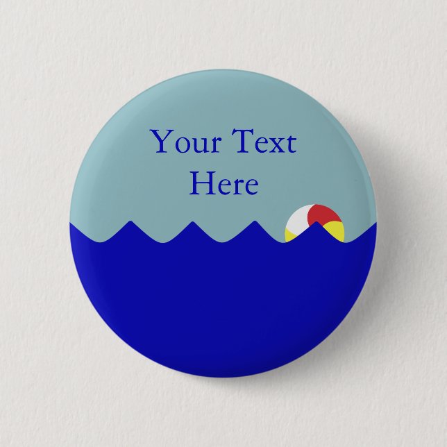 Pool Beach Ball (Customizable) 2 Inch Round Button (Front)